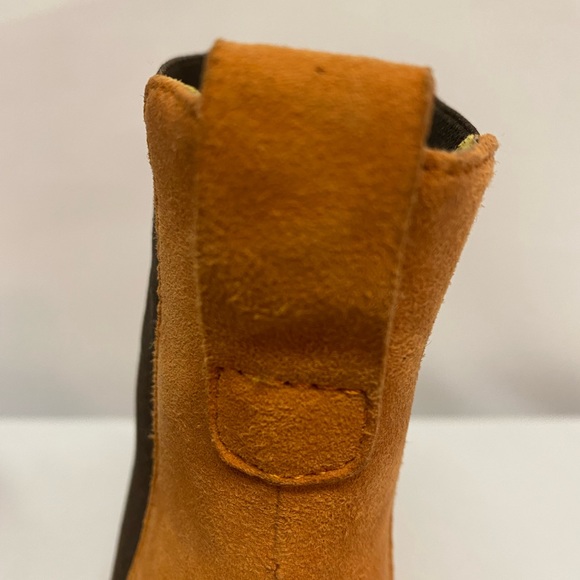 LAMBERTSON TRUEX Orange Suede Pointy Toe Kitten Heels Ankle Boots 36.5 Euro 6 US - Picture 12 of 16